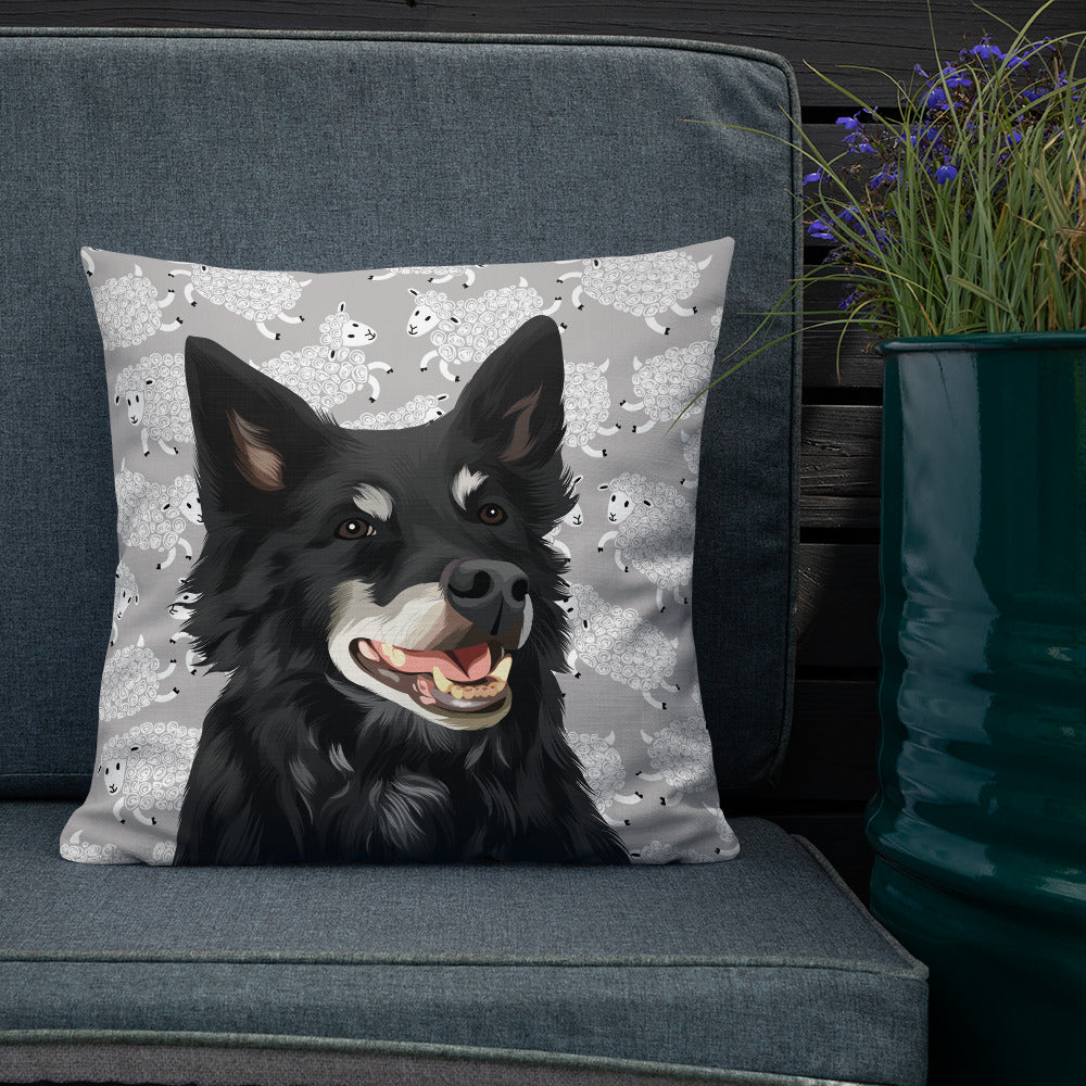 Custom Pet Art Throw Pillow with Background Pattern