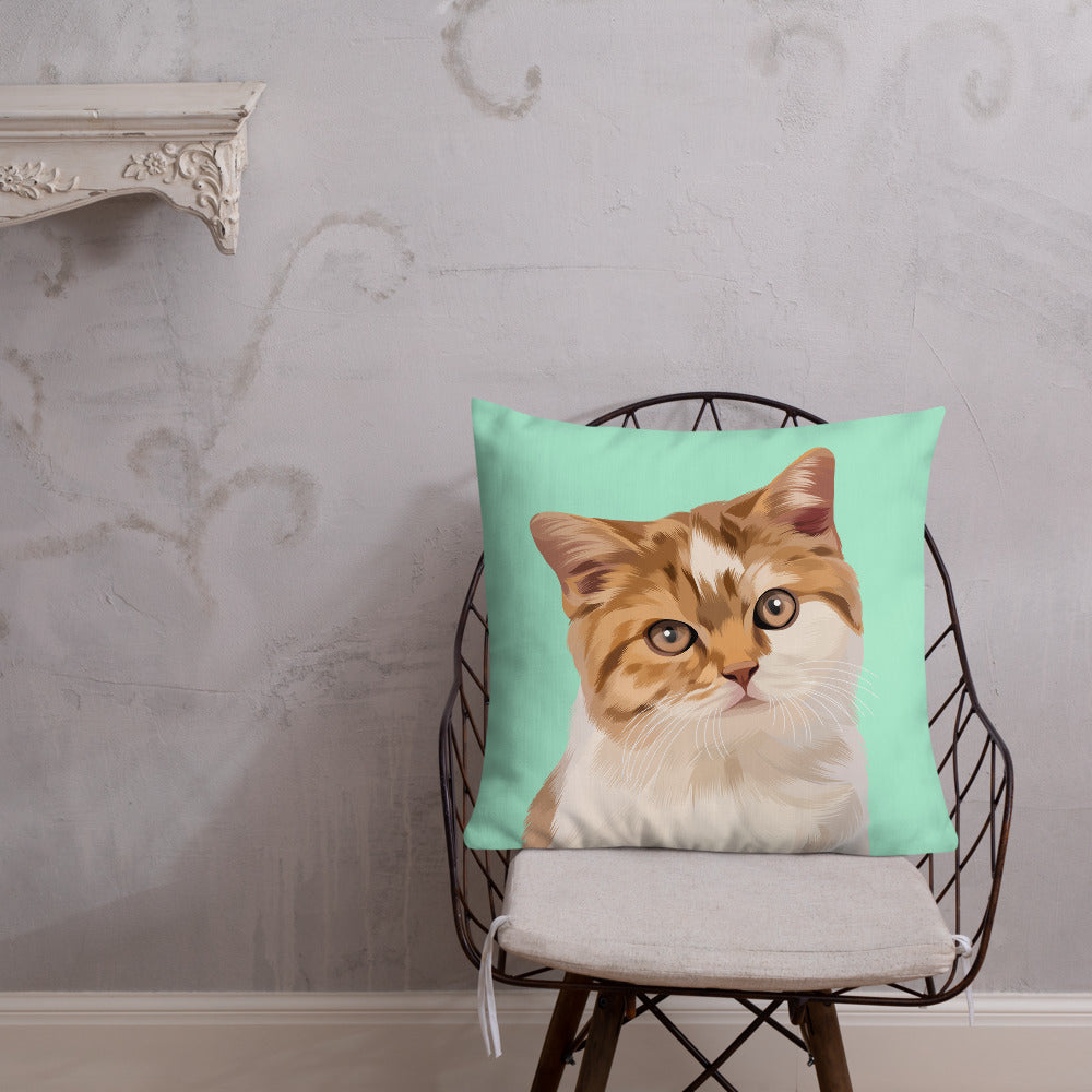 Custom Pet Art Throw Pillow with Solid Colour Background