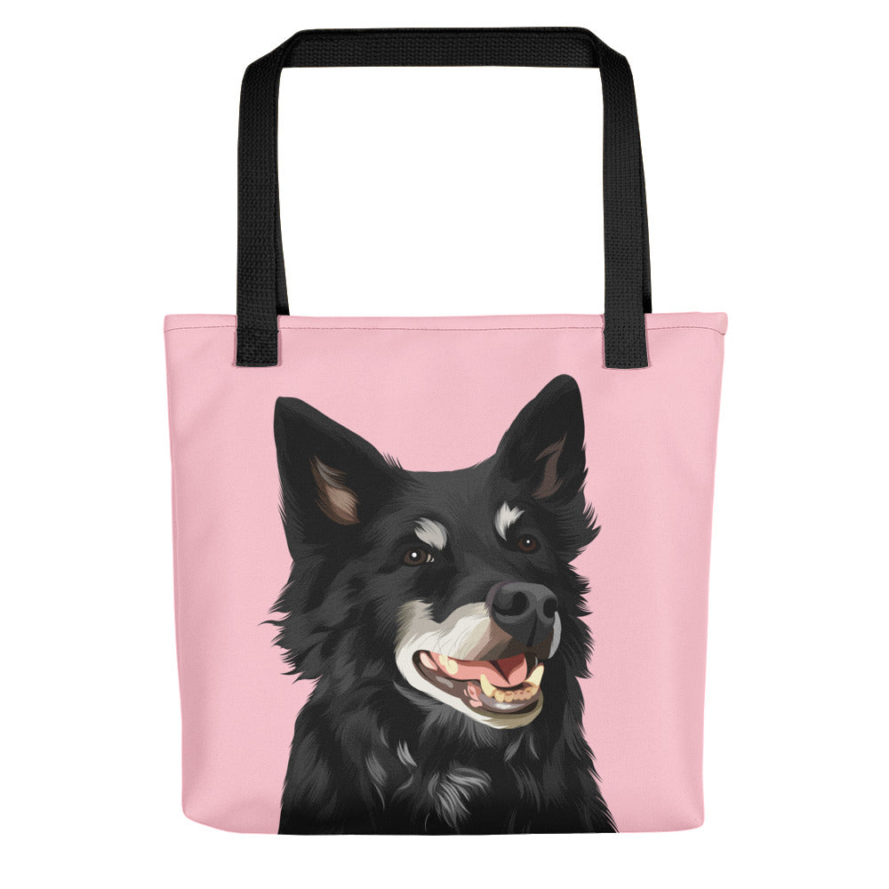 Custom Pet Art Tote Bag with Solid Colour Background