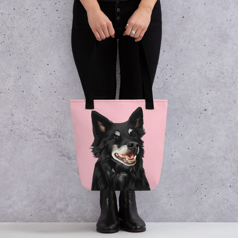 Custom Pet Art Tote Bag with Solid Colour Background