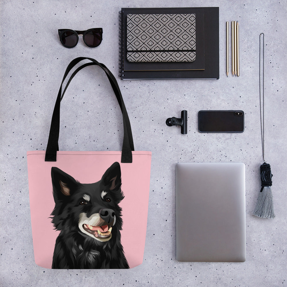 Custom Pet Art Tote Bag with Solid Colour Background