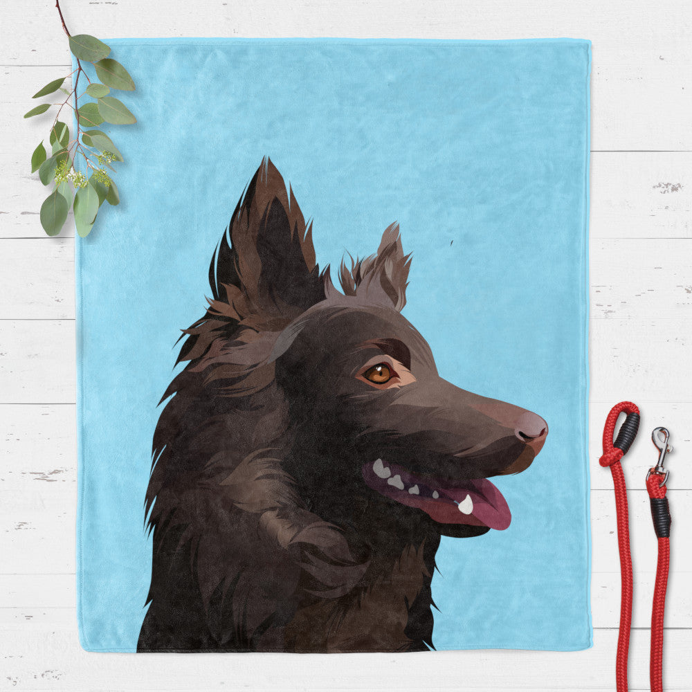 Custom Pet Art Throw Blanket with Solid Colour Background