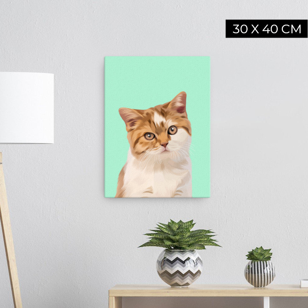 Custom Pet Art Canvas with Solid Colour Background