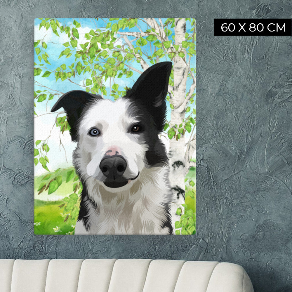 Custom Pet Art Canvas with Scenery Background