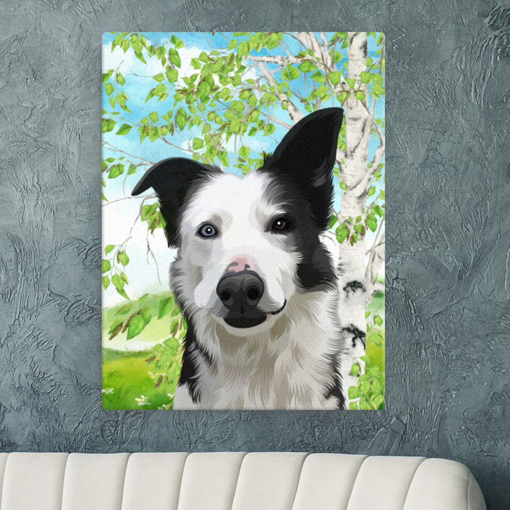 Custom Pet Art Canvas with Scenery Background