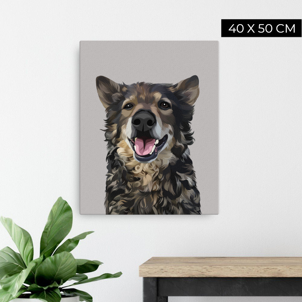 Custom Pet Art Canvas with Solid Colour Background