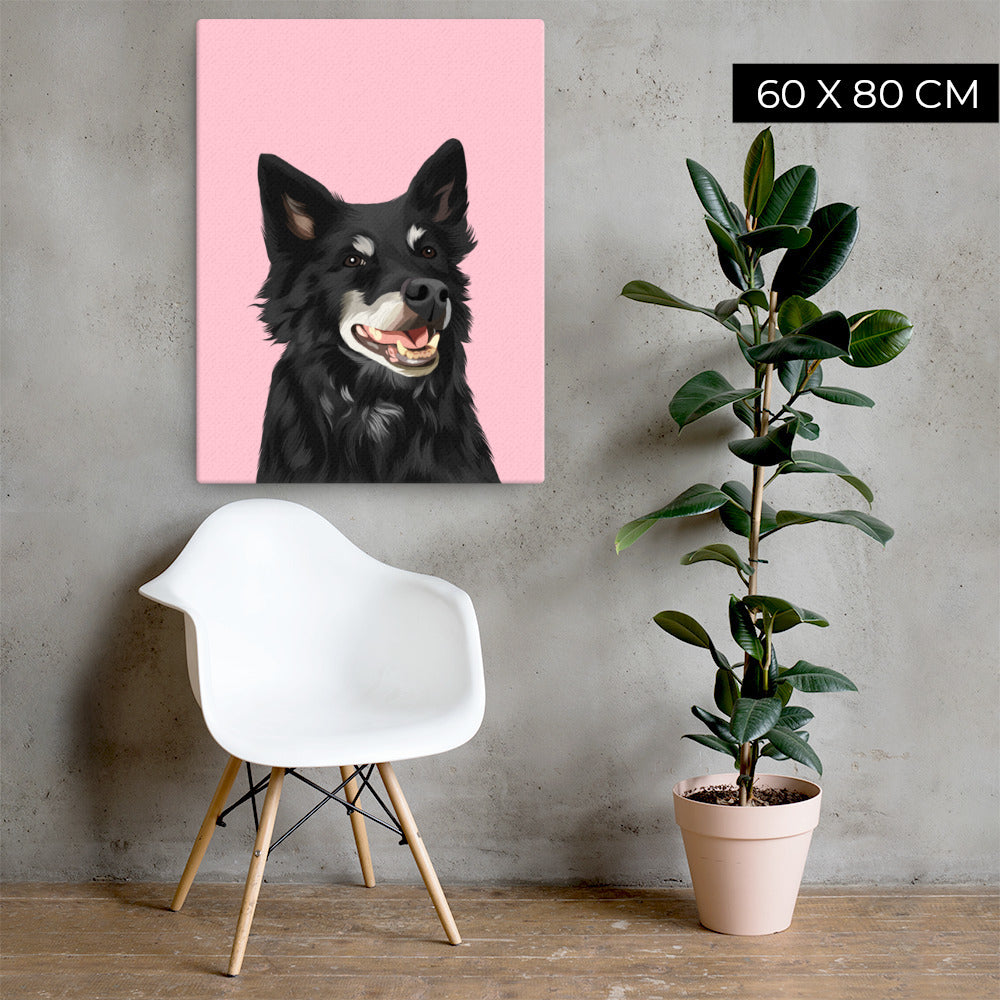 Custom Pet Art Canvas with Solid Colour Background