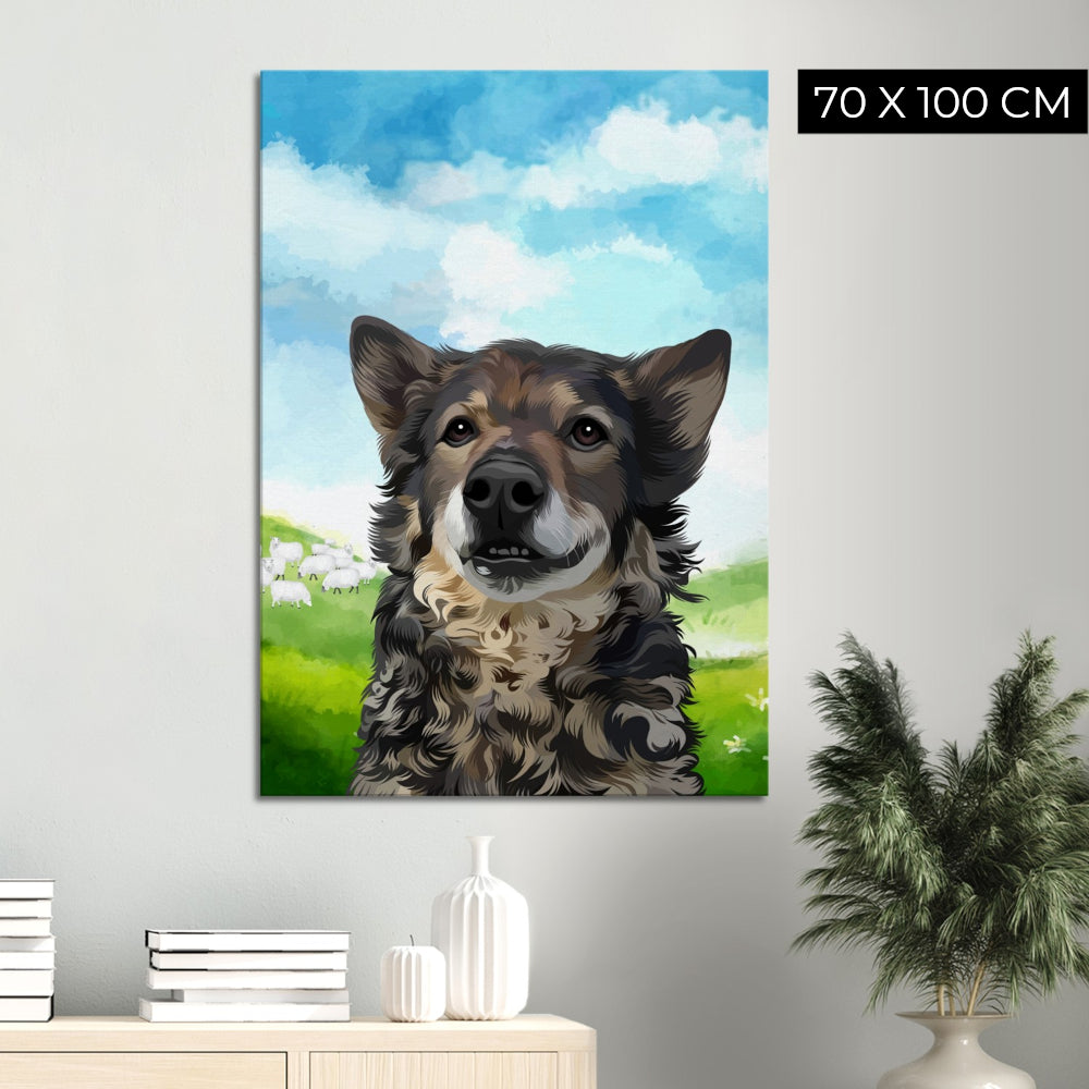 Custom Pet Art Canvas with Scenery Background