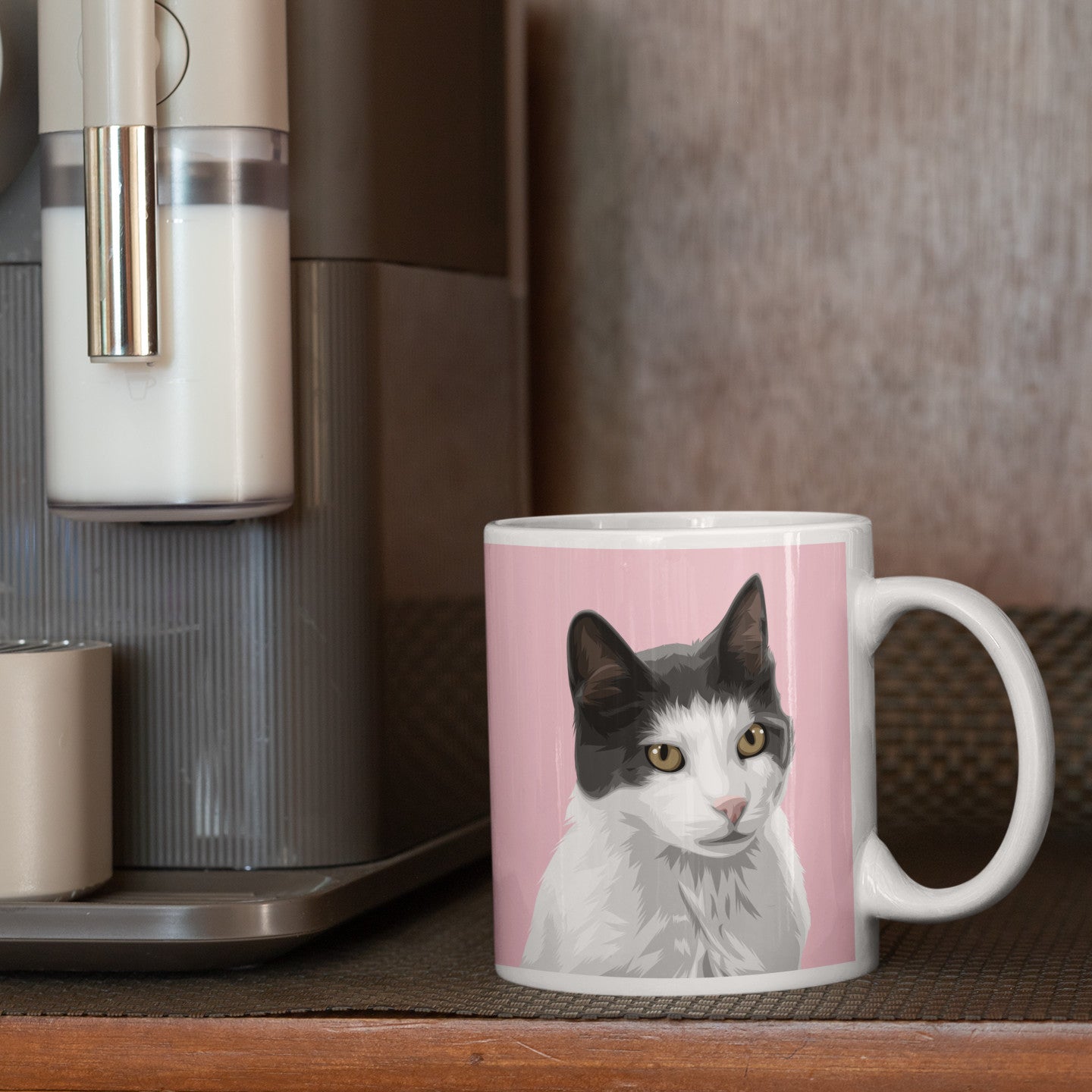 Custom Pet Art Mug with Solid Colour Background