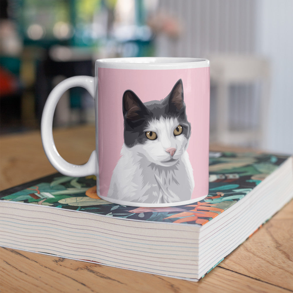 Custom Pet Art Mug with Solid Colour Background