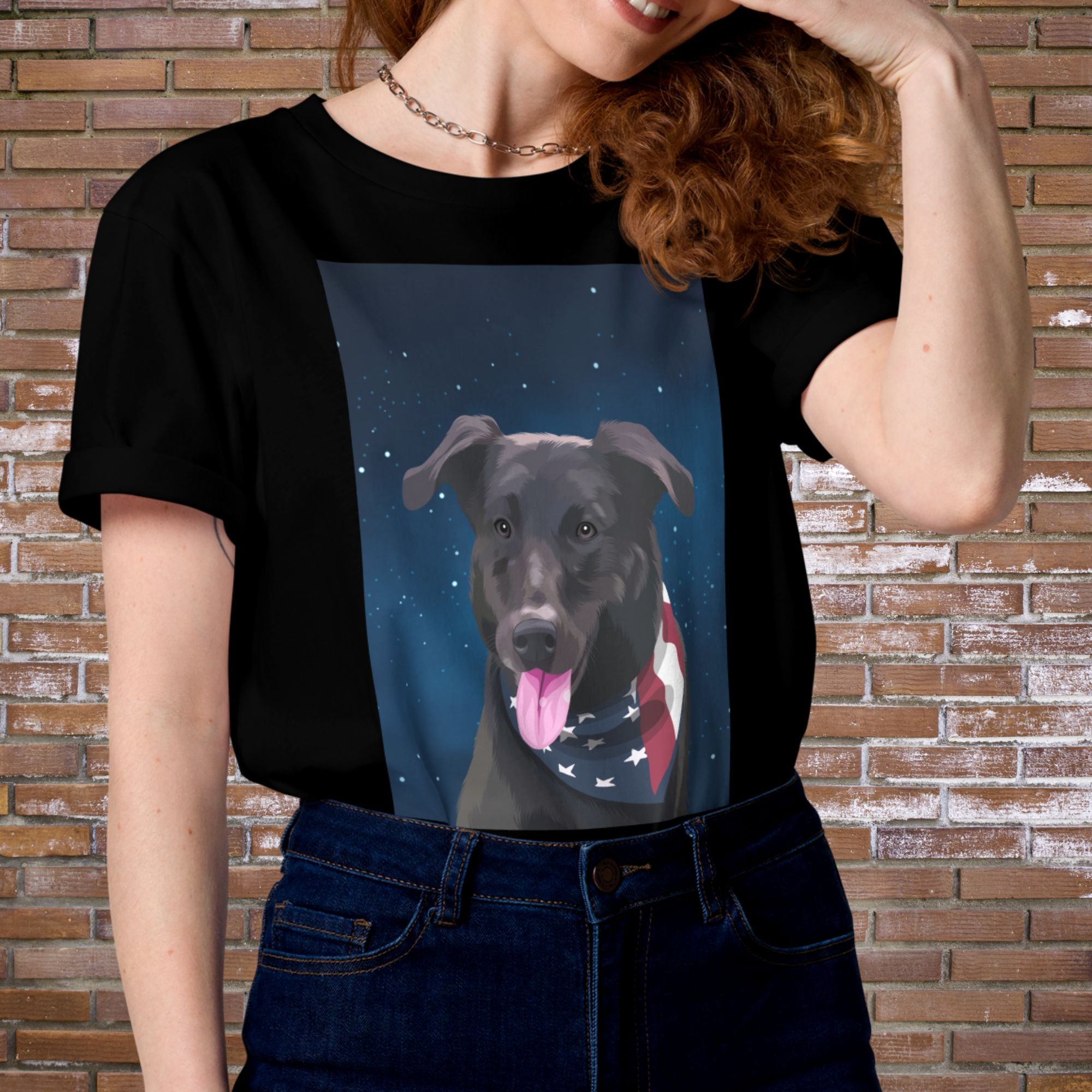 Custom Pet Art Unisex Organic Cotton T-Shirt with Pattern Background