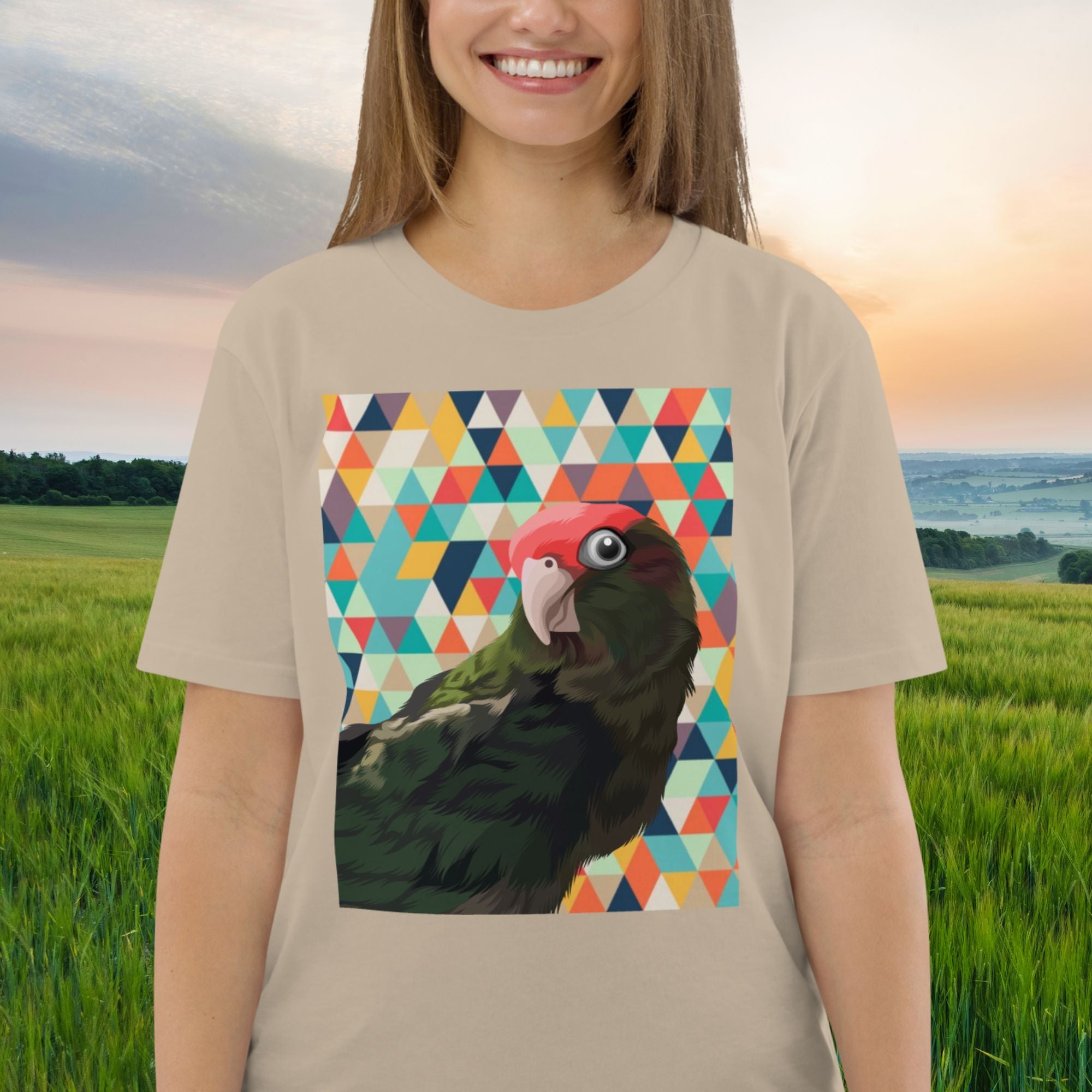 Custom Pet Art Unisex Organic Cotton T-Shirt with Pattern Background