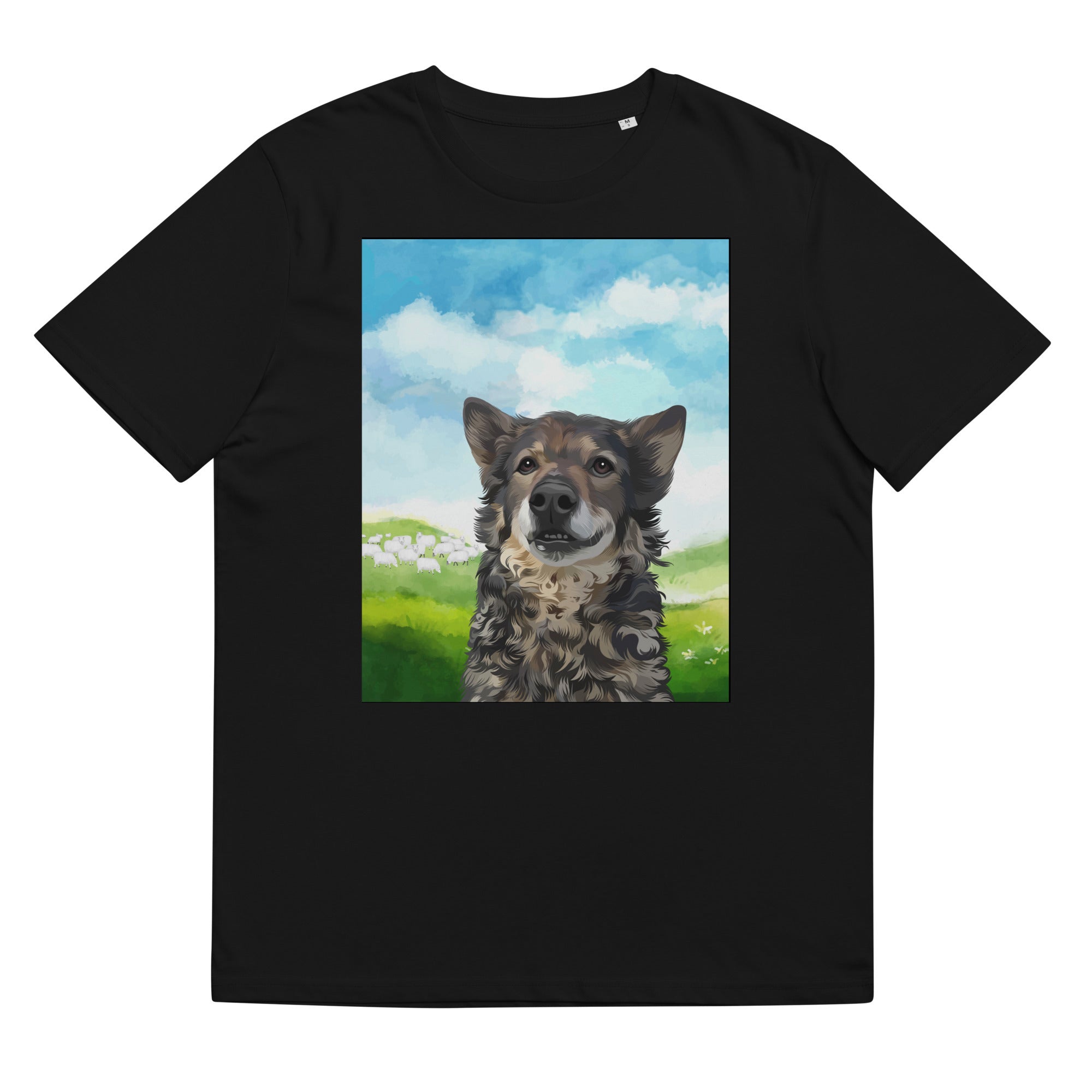 Custom Pet Art Unisex Organic Cotton T-Shirt with Scenery Background