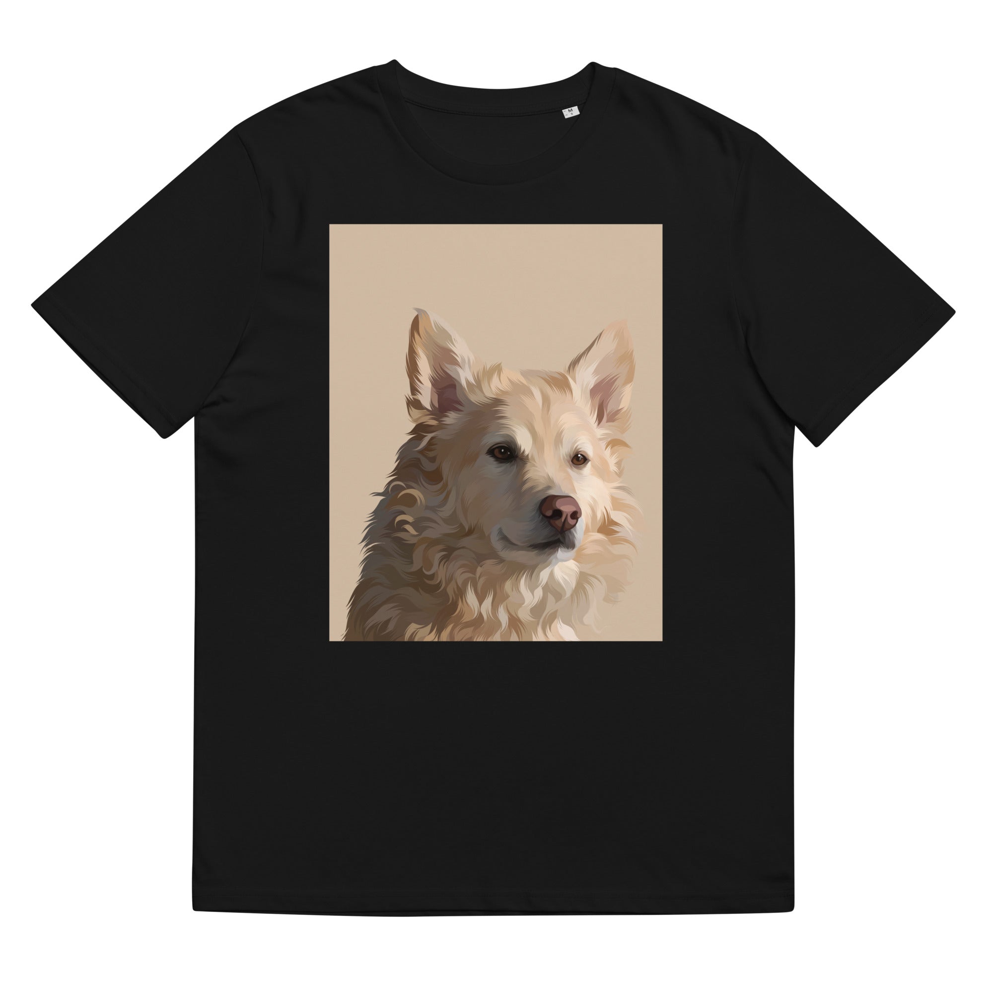 Custom Pet Art Unisex Organic Cotton T-Shirt with Solid Colour Background