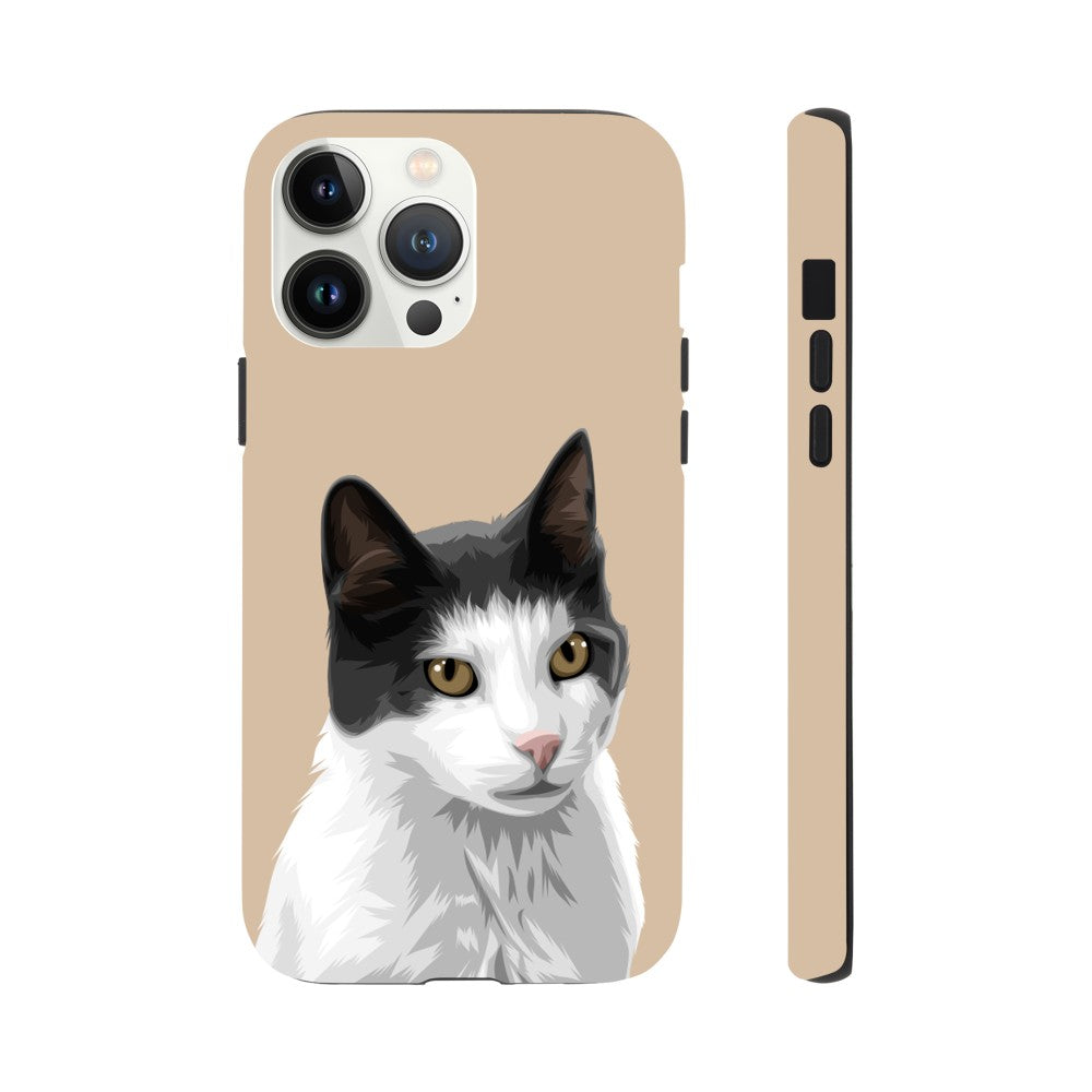 Custom Pet Art Tough Case with Solid Colour Background