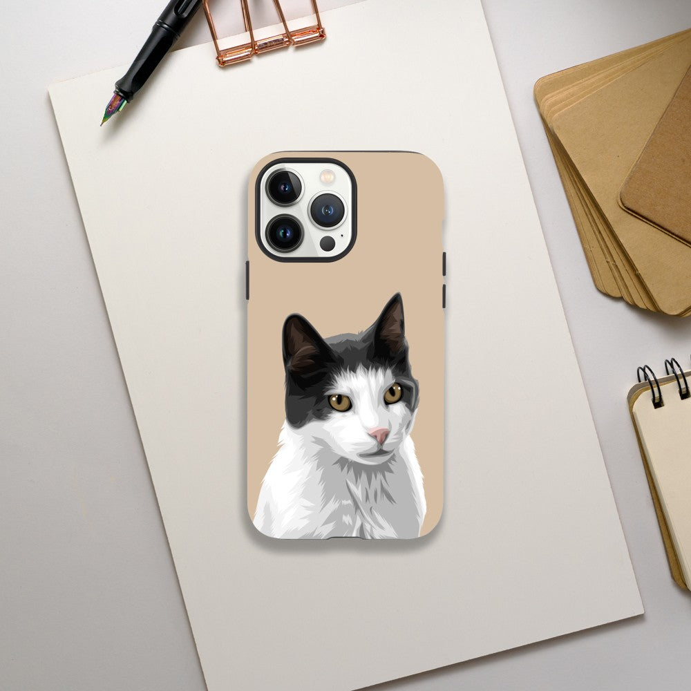 Custom Pet Art Tough Case with Solid Colour Background