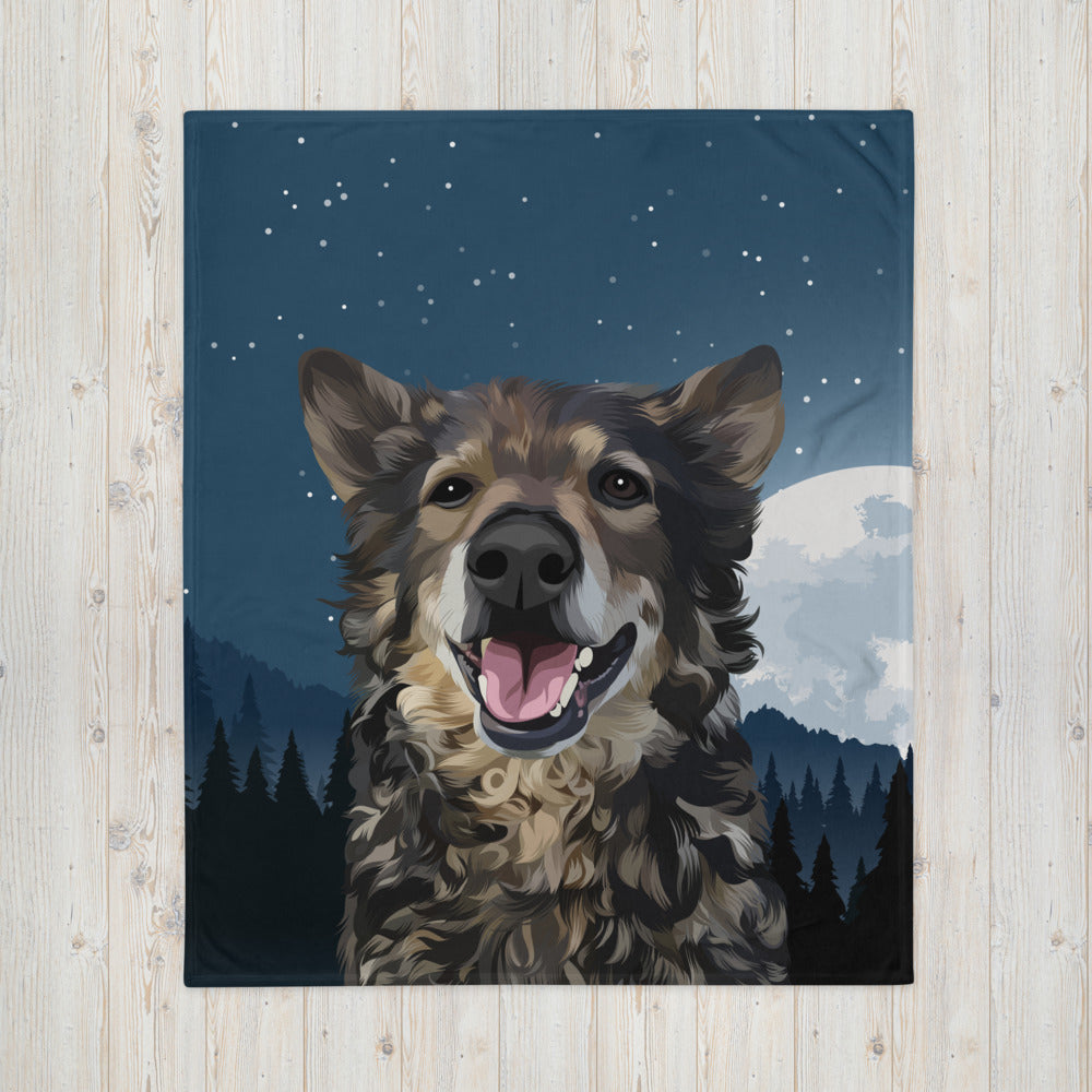 Custom Pet Art Throw Blanket with Scenery Background