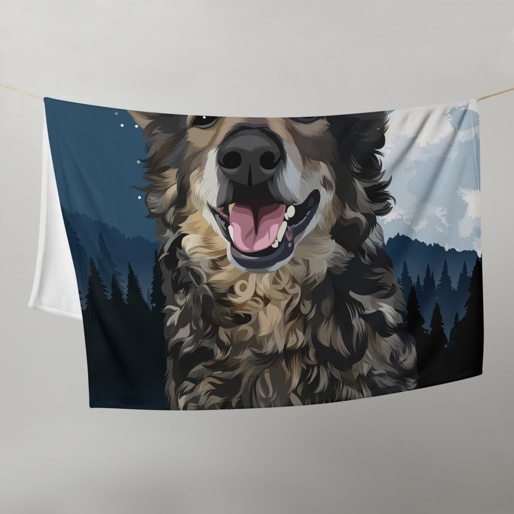 Custom Pet Art Throw Blanket with Scenery Background