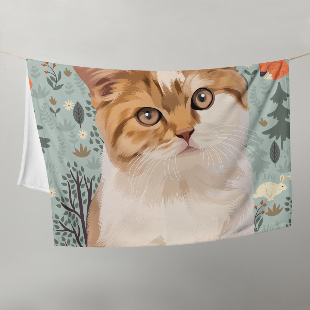 Custom Pet Art Throw Blanket with Pattern Background