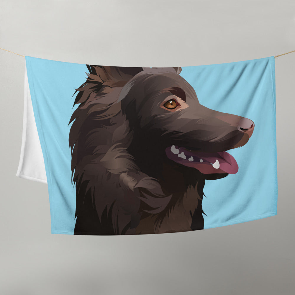 Custom Pet Art Throw Blanket with Solid Colour Background